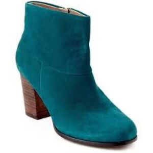 Cole Haan Nike Air Cassidy Green Teal Leather Ankle Boots w/Side Zipper Size: 9